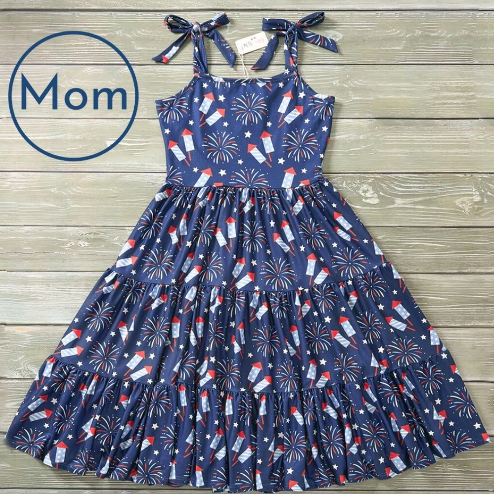 Fireworks Print Dress - Blue